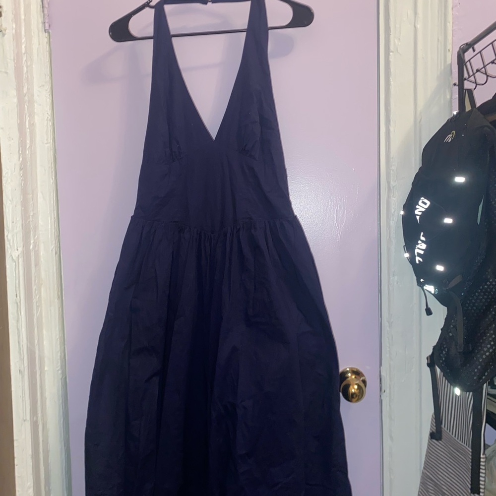 Fashion Nova Deep V-Neck Navy Jumpsuit